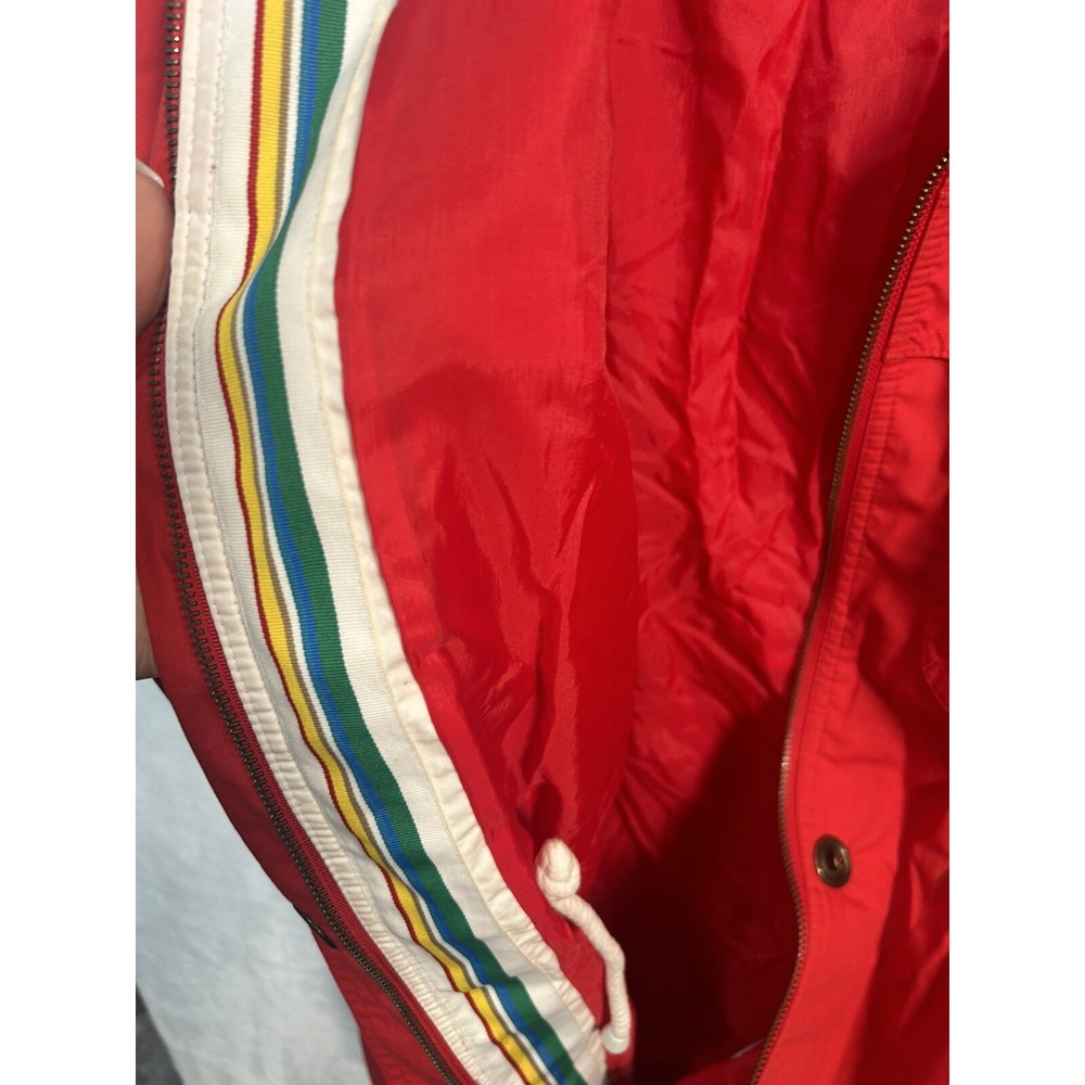 Vintage London Fog Winning Edge Jacket Red Hood Cinch Waist Medium Korea - Picture 5 of 11